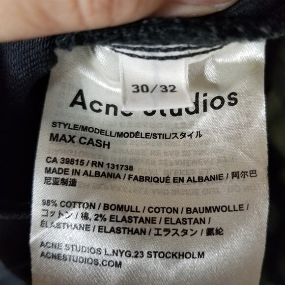 Acne Studios Jeans Mens 30/32 Max Cash Black - Picture 4 of 7